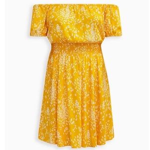 TORRID MINI LENNY SMOCKED OFF-SHOULDER DRESS NWT
